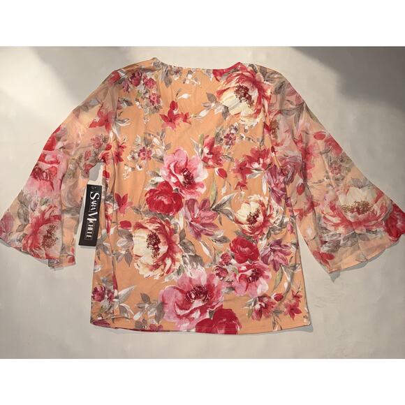 Sara Michelle Pink Floral Blouse - Women's Size Large - Picture 8 of 8